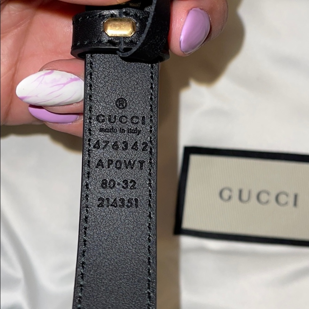 Gucci Leather belt with pearl Double G buckle - Picture 4 of 8
